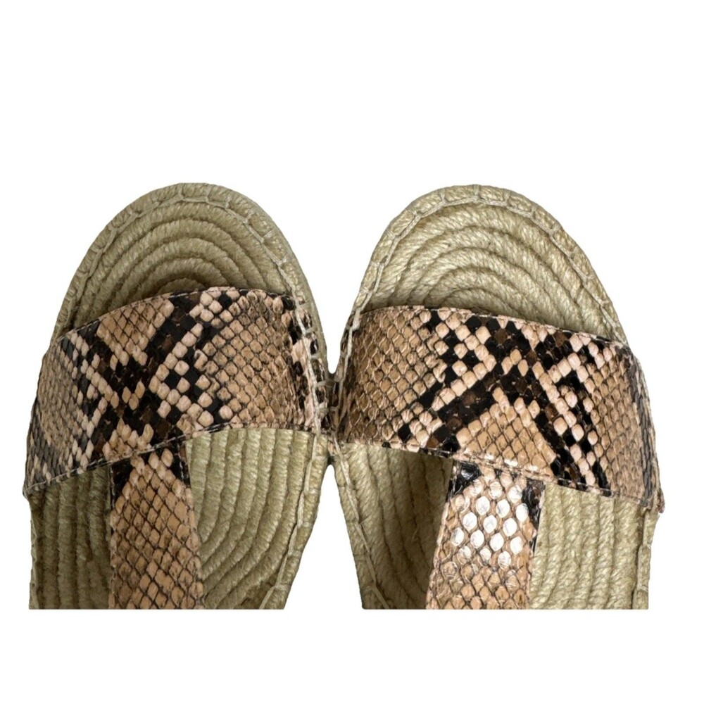 KENNETH COLE Olivia T Strap Sandals Wedge Snakeskin Vegan‎ Espadrille 9 - Picture 3 of 10